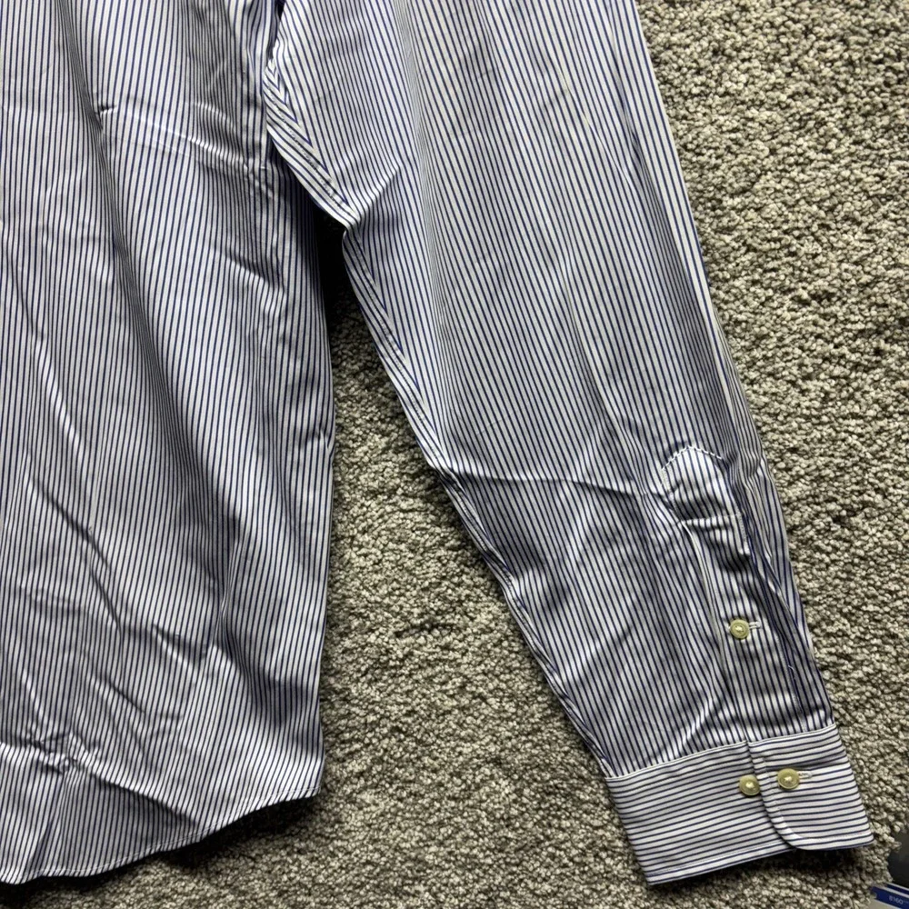 VTG Polo Ralph Lauren Shirt Men's 16.5-34/35 Blue Striped Andrew Long Sleeve NWT